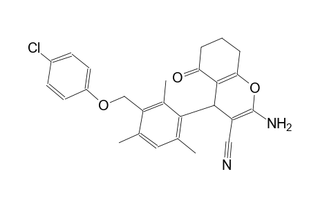 2-amino-4-{3-[(4-chlorophenoxy)methyl]-2,4,6-trimethylphenyl}-5-oxo-5,6,7,8-tetrahydro-4H-chromene-3-carbonitrile