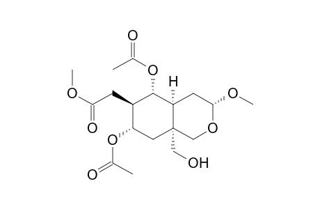 1H-2-Benzopyran-6-acetic acid, 5,7-bis(acetyloxy)octahydro-8a-(hydroxymethyl)-3-methoxy-, methyl ester, (3.alpha.,4a.alpha.,5.alpha.,6.beta.,7.alpha.,8a.alpha.)-(.+-.)-