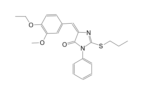 4H-imidazol-4-one, 5-[(4-ethoxy-3-methoxyphenyl)methylene]-3,5-dihydro-3-phenyl-2-(propylthio)-, (5E)-