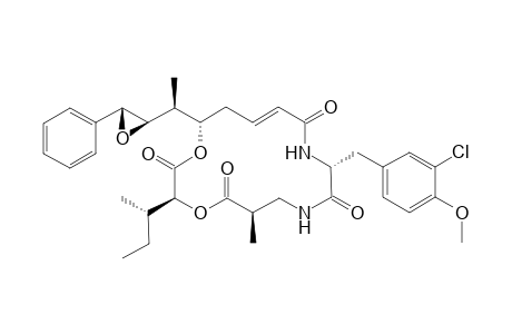 (E)-(3S,6R,10R,16S)-3-((S)-sec-Butyl)-10-(3-chloro-4-methoxy-benzyl)-6-methyl-16-[(S)-1-((2R,3R)-3-phenyl-oxiranyl)-ethyl]-1,4-dioxa-8,11-diaza-cyclohexadec-13-ene-2,5,9,12-tetraone