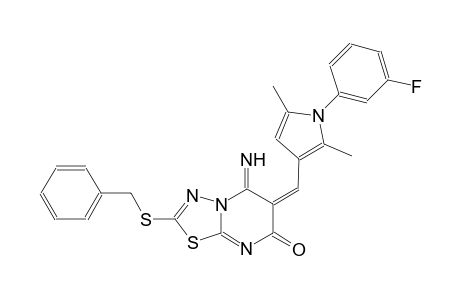 (6E)-2-(benzylsulfanyl)-6-{[1-(3-fluorophenyl)-2,5-dimethyl-1H-pyrrol-3-yl]methylene}-5-imino-5,6-dihydro-7H-[1,3,4]thiadiazolo[3,2-a]pyrimidin-7-one