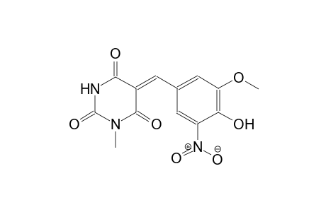 2,4,6(1H,3H,5H)-pyrimidinetrione, 5-[(4-hydroxy-3-methoxy-5-nitrophenyl)methylene]-1-methyl-, (5Z)-