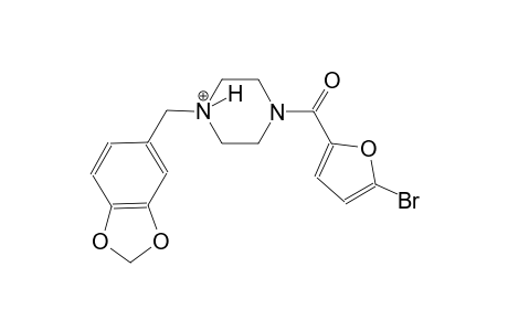 1-(1,3-benzodioxol-5-ylmethyl)-4-(5-bromo-2-furoyl)piperazin-1-ium