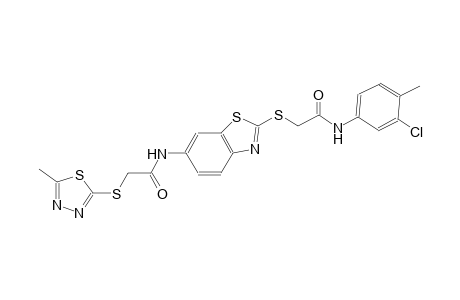 N-(2-{[2-(3-chloro-4-methylanilino)-2-oxoethyl]sulfanyl}-1,3-benzothiazol-6-yl)-2-[(5-methyl-1,3,4-thiadiazol-2-yl)sulfanyl]acetamide