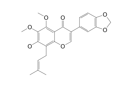 PRE-5-METHOXYDURMILLONE;7-HYDROXY-5,6-DIMETHOXY-3',4'-METHYLENEDIOXY-8-(3,3-DIMETHYLALLYL)-ISOFLAVONE
