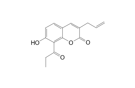 2-Oxo-7-hydroxy-3-allyl-8-propanoylcoumarin