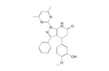 6H-pyrazolo[3,4-b]pyridin-6-one, 1-(4,6-dimethyl-2-pyrimidinyl)-1,4,5,7-tetrahydro-4-(3-hydroxy-4-methoxyphenyl)-3-phenyl-