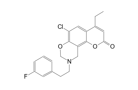 6-chloro-4-ethyl-9-[2-(3-fluorophenyl)ethyl]-9,10-dihydro-2H,8H-chromeno[8,7-e][1,3]oxazin-2-one