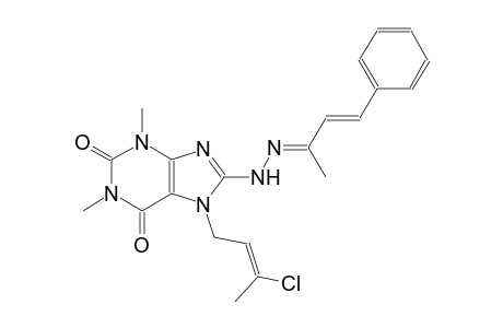 7-[(2E)-3-chloro-2-butenyl]-1,3-dimethyl-8-{(2E)-2-[(2E)-1-methyl-3-phenyl-2-propenylidene]hydrazino}-3,7-dihydro-1H-purine-2,6-dione