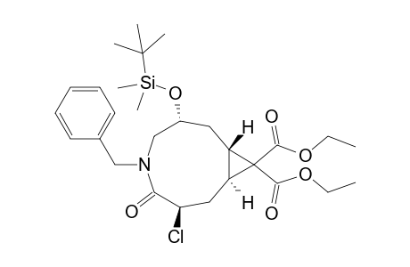 (3R,5S,6S,8R)-1-Benzyl-8-(tert-butyldimethylsilyloxy)-5,6-bis(ethoxycarbonyl)methano-3-chloroazonan-2-one