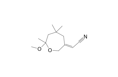 Acetonitrile, (7-methoxy-5,5,7-trimethyl-3-oxepanylidene)-, (E)-