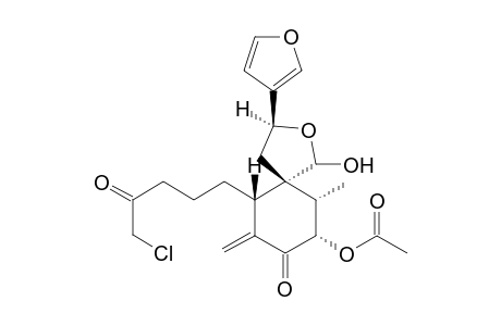 7.alpha.-Acetoxy-18-chloro-15,16-epoxy-4,6-dioxy-4,5-seco-neocleroda-5(19),13(16),14-triene - 20,12-Hemiacetal