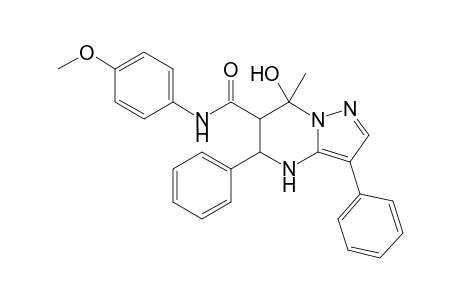 7-Hydroxy-N-(4-methoxyphenyl)-7-methyl-3,5-diphenyl-4,5,6,7-tetrahydropyrazolo[1,5-a]pyrimidine-6-carboxamide