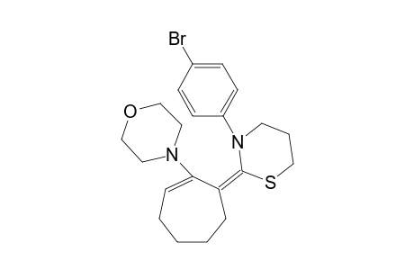 4-((7E)-7-(3-(4-bromophenyl)-1,3-thiazinan-2-ylidene)cyclohept-1-enyl)morpholine