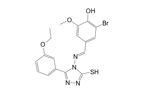 2-bromo-4-((E)-{[3-(3-ethoxyphenyl)-5-sulfanyl-4H-1,2,4-triazol-4-yl]imino}methyl)-6-methoxyphenol