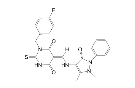 (5E)-5-{[(1,5-dimethyl-3-oxo-2-phenyl-2,3-dihydro-1H-pyrazol-4-yl)amino]methylene}-1-(4-fluorobenzyl)-2-thioxodihydro-4,6(1H,5H)-pyrimidinedione