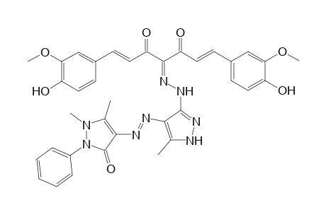 4-(2-(4-((1,5-Dimethyl-3-oxo-2-phenyl-2,3-dihydro-1H-pyrazol-4-yl)diazenyl)-5-methyl-1H-pyrazol-3-yl)-hydrazono)-1,7-bis(4-hydroxy-3-methoxyphenyl)-hepta-1,6-diene-3,5-dione