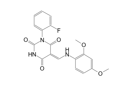 (5Z)-5-[(2,4-dimethoxyanilino)methylene]-1-(2-fluorophenyl)-2,4,6(1H,3H,5H)-pyrimidinetrione