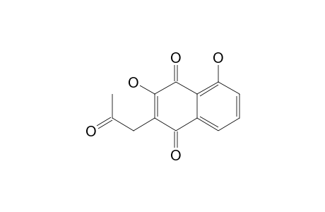 JUGLOMYCIN-F;1'-(3,5-DIHYDROXY-1,4-DIHYDRONAPHTHALIN-1,4-DION-2-YL)-2'-OXOPROPANE