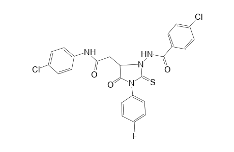 4-Chloranyl-N-[5-[2-[(4-chlorophenyl)amino]-2-oxidanylidene-ethyl]-3-(4-fluorophenyl)-4-oxidanylidene-2-sulfanylidene-imidazolidin-1-yl]benzamide