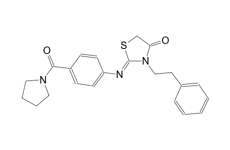 (2Z)-3-(2-phenylethyl)-2-{[4-(1-pyrrolidinylcarbonyl)phenyl]imino}-1,3-thiazolidin-4-one