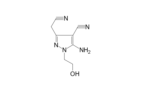 1H-Pyrazole-4-carbonitrile, 5-amino-3-cyanomethyl-1-(2-hydroxyethyl)-