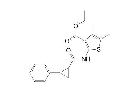 Thiophene-3-carboxylic acid, 4,5-dimethyl-2-(2-phenylcyclopropanoylamino)-, ethyl ester