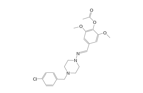 phenol, 4-[(E)-[[4-[(4-chlorophenyl)methyl]-1-piperazinyl]imino]methyl]-2,6-dimethoxy-, acetate (ester)