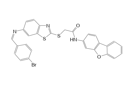 2-[(6-{[(Z)-(4-bromophenyl)methylidene]amino}-1,3-benzothiazol-2-yl)sulfanyl]-N-dibenzo[b,d]furan-3-ylacetamide