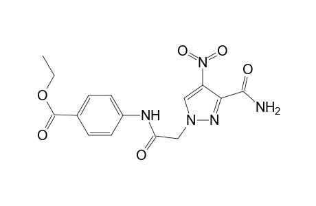 Benzoic acid, 4-[[2-[3-(aminocarbonyl)-4-nitro-1H-pyrazol-1-yl]acetyl]amino]-, ethyl ester