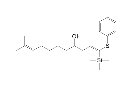 4-(Hydroxy)-4-(2,6-dimethyl-5-heptenyl)-1-(phenylthio)-1-(trimethylsilyl)-1-butene