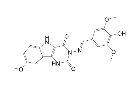 3-{[(E)-(4-hydroxy-3,5-dimethoxyphenyl)methylidene]amino}-8-methoxy-1H-pyrimido[5,4-b]indole-2,4(3H,5H)-dione
