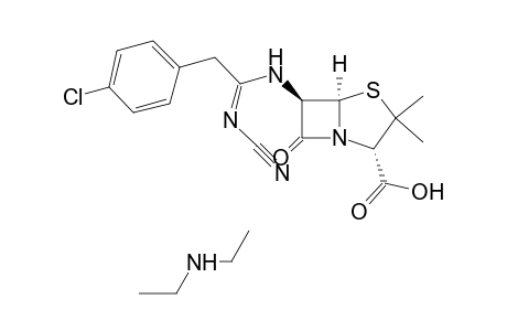 6-{[2-(p-chlorophenyl)-N-cyanoacetimidoyl]amino}-3,3-dimethyl-7-oxo-4-thia-1-azabicyclo[3,2,0]heptane-2-carboxylic acid, compound with diethylamine(1:1)