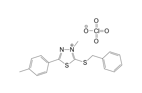 3-Methyl-2-benzylthio-5-(4-methylphenyl)-1,3,4-thiadiazolium perchorate