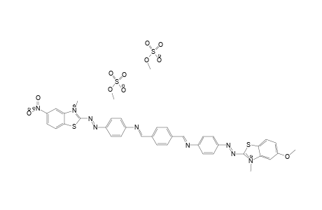 5-Methoxy-3-methyl-2-{(1E)-2-{4-{{(1E)-{4-{(1E)-{{4-[(1E)-2-(3-methyl-5-nitrobenzothiazol-3-ium-2-yl)diazenyl]phenyl}imino}methyl}phenyl}methylene}amino}pheny})diazenyl}benzothiazol-3-ium Bis(methyl Sulfate)