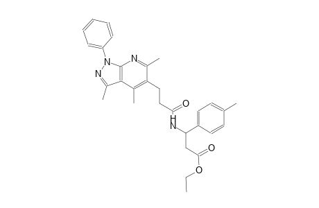 benzenepropanoic acid, 4-methyl-beta-[[1-oxo-3-(3,4,6-trimethyl-1-phenyl-1H-pyrazolo[3,4-b]pyridin-5-yl)propyl]amino]-, ethyl ester
