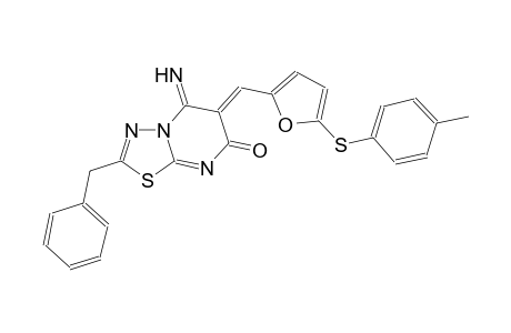 (6Z)-2-benzyl-5-imino-6-({5-[(4-methylphenyl)sulfanyl]-2-furyl}methylene)-5,6-dihydro-7H-[1,3,4]thiadiazolo[3,2-a]pyrimidin-7-one