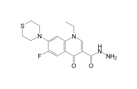 3-Quinolinecarboxylic acid, 1-ethyl-6-fluoro-1,4-dihydro-4-oxo-7-(4-thiomorpholinyl)-, hydrazide