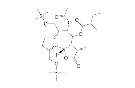 (5S,10Z,11Ar)-5-(acetyloxy)-6,10-bis(hydroxymethyl)-3-methylidene-2-oxo-2,3,3A,4,5,8,9,11A-octahydrocyclodeca[B]furan-4-yl 2-methylbutanoate, 2tms derivative