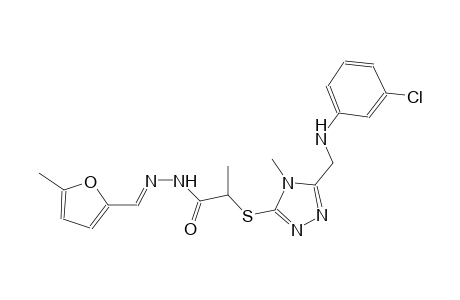 2-({5-[(3-chloroanilino)methyl]-4-methyl-4H-1,2,4-triazol-3-yl}sulfanyl)-N'-[(E)-(5-methyl-2-furyl)methylidene]propanohydrazide