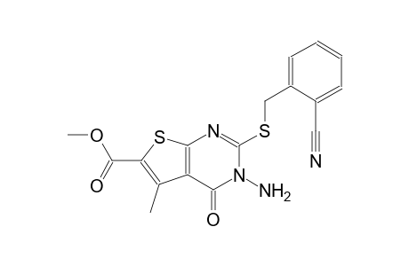methyl 3-amino-2-[(2-cyanobenzyl)sulfanyl]-5-methyl-4-oxo-3,4-dihydrothieno[2,3-d]pyrimidine-6-carboxylate