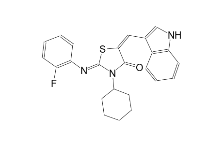 (2Z,5E)-3-cyclohexyl-2-[(2-fluorophenyl)imino]-5-(1H-indol-3-ylmethylene)-1,3-thiazolidin-4-one