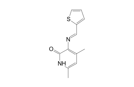 4,6-Dimethyl-2(1H)pyridone, 3-(thiophen-2-yl-methylenamino)-