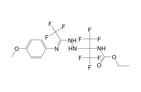 Ethyl 2,2,2-trifluoro-1-(2-[(1E)-2,2,2-trifluoro-N-(4-methoxyphenyl)ethanimidoyl]hydrazino)-1-(trifluoromethyl)ethylcarbamate