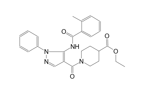 4-piperidinecarboxylic acid, 1-[[5-[(2-methylbenzoyl)amino]-1-phenyl-1H-pyrazol-4-yl]carbonyl]-, ethyl ester