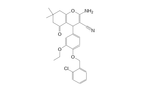 2-amino-4-{4-[(2-chlorobenzyl)oxy]-3-ethoxyphenyl}-7,7-dimethyl-5-oxo-5,6,7,8-tetrahydro-4H-chromene-3-carbonitrile