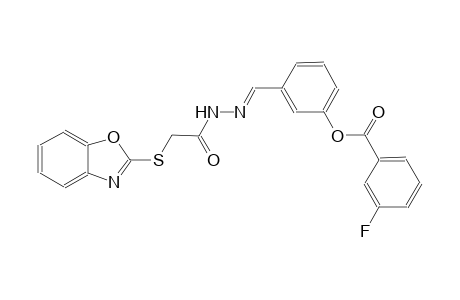 3-((E)-{2-[2-(1,3-benzoxazol-2-ylsulfanyl)acetyl]hydrazono}methyl)phenyl 3-fluorobenzoate