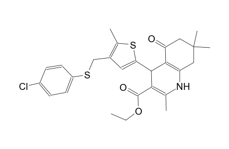 ethyl 4-(4-{[(4-chlorophenyl)sulfanyl]methyl}-5-methyl-2-thienyl)-2,7,7-trimethyl-5-oxo-1,4,5,6,7,8-hexahydro-3-quinolinecarboxylate