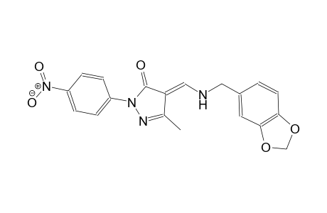 3H-pyrazol-3-one, 4-[[(1,3-benzodioxol-5-ylmethyl)amino]methylene]-2,4-dihydro-5-methyl-2-(4-nitrophenyl)-, (4E)-