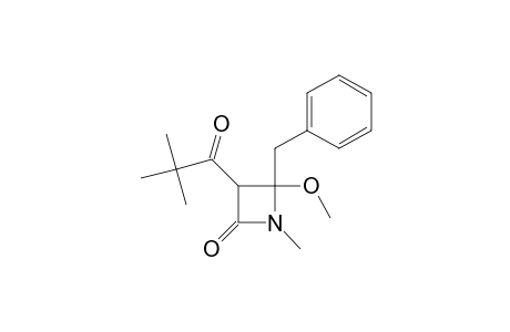 N-methyl-4-benzyl-4-methoxy-3-pivaloyl-2-azetidinone